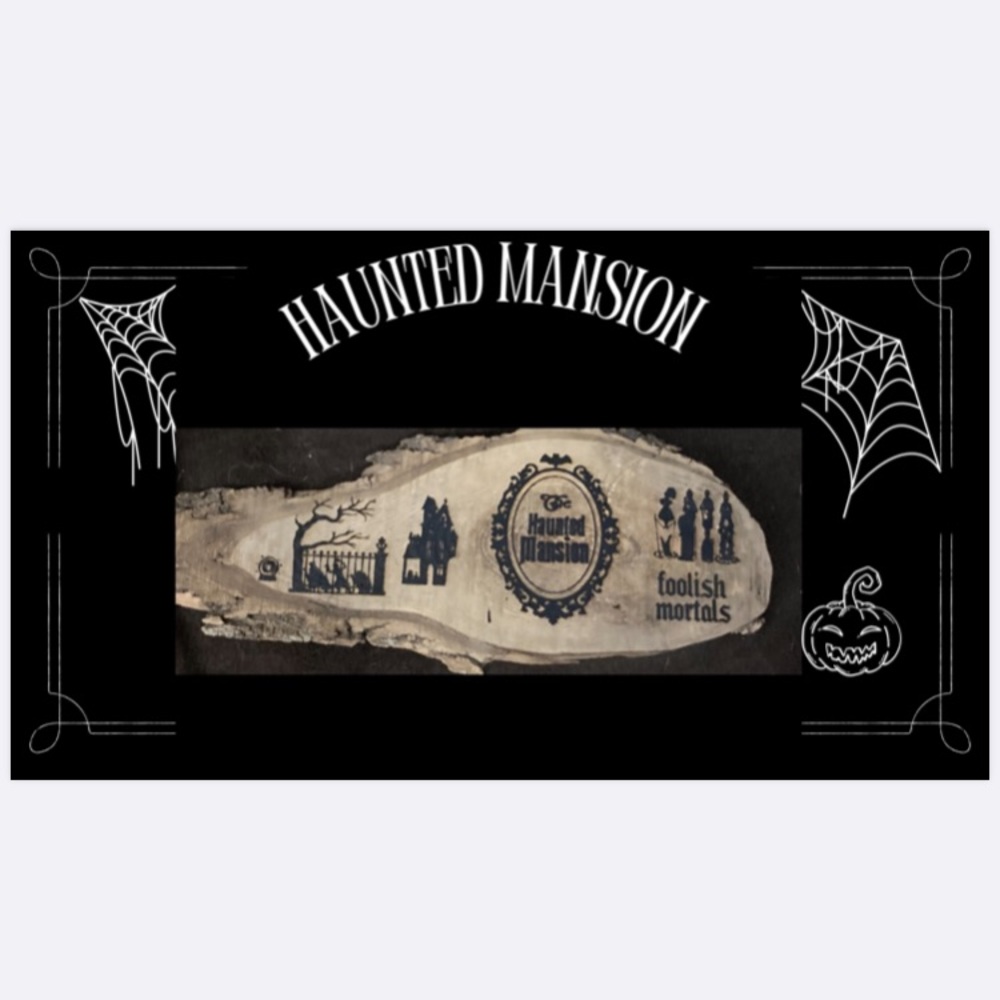 ADD TO YOU SPOOKY DECOR THIS SEASON! With this haunted mansion wood piece.